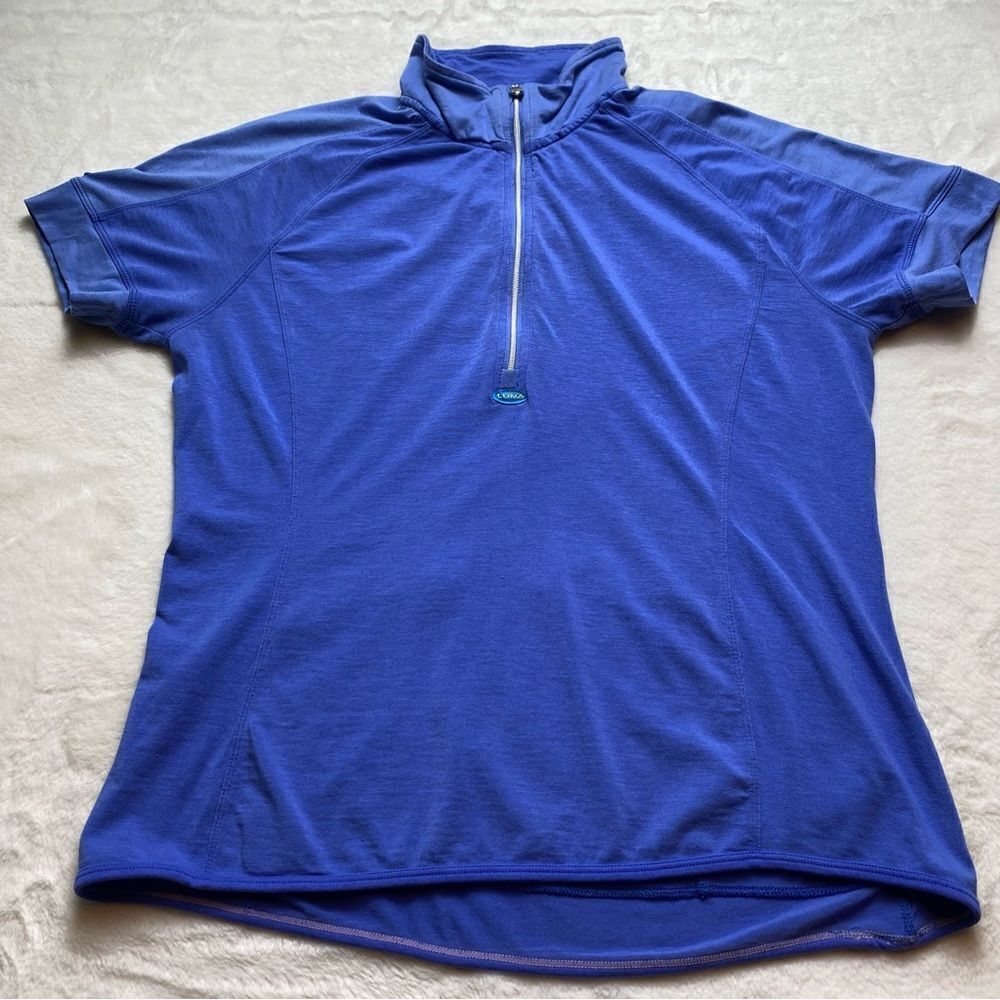 Luna For Women Athletes Blue Tone 1/2 Zip Silk Wool Blend Cycling Top Size XL